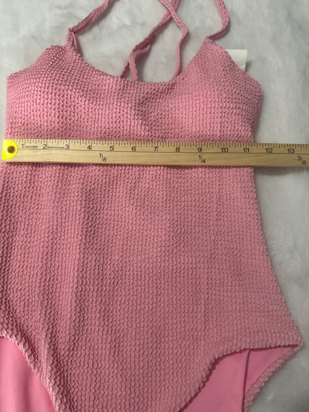 Pink Textured One-Piece Swimsuit - Picture 5 of 7